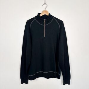 Tommy Bahama Men's 100% Cotton Knit Pullover 1/4 Zip Sweater Sz Large Black